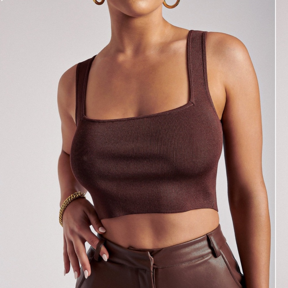 Meshki Jacqui Square Neck Bandage Crop top - Chocolate